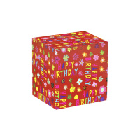 Бумага упаковочная PPW PAPER PZ098 50*70 см Happy Birthday Flowers Red