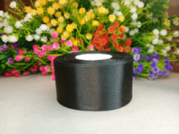 Атласная лента 4 см. Длина рулона 23 м. Цвет черный