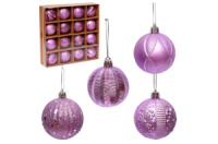 Набор игрушек елочных сиреневых в коробке 6см (16шт) (119721)