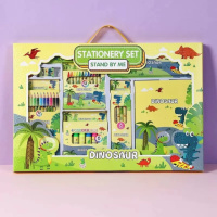 Набор для творчества и рисования,«Динозавры» подарочный набор канцелярии для детей пенал, карандаши, маркеры