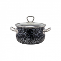 Кастрюля эмалированная 2,1 л «Ажур чёрный» 2598С