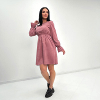 Вельветова сукня із завищеною талією «Wesley» оптом | Норма | Розпродаж моделі Фрезовий, 42-44