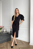 Коктейльна Сукня Футляр Рукав Ліхтарик 25010 Чорна