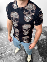 Стильна чорна чоловіча літня футболка  | 3-973