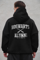 Оверсай худі толстовка на флісі з капюшоном та принтом Without Alumni Black