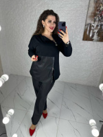 Повсякденний костюм з блискавками «Skylar» оптом | Батал | Розпродаж моделі Чорний, 54-56