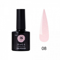 База для гель-лака камуфлирующая с шиммером Saga Professional Color Base №08, 8 мл