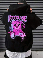 Худі чорне з ДТФ (оверсайз) | 66-273