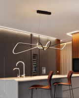 Люстра светодиодная подвесная LED светильник для квартиры на потолок лэд 27489 Черный 25-150х15х100 см.