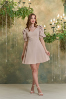 Коктейльна Коротка Сукня зі Стразами 24118 Бежева