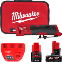 Шліфмашина пряма цангова акумуляторна безщіткова MILWAUKEE, M12 FDGS-422B (зарядний пристрій С12 С, 1 акумулятор М12 В2 2Аг, 1 а