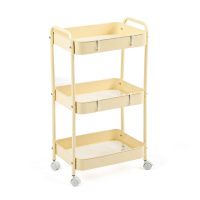 Этажерка мобильная трехъярусная универсальная из металла 45х30х78см Кремовая SW-00002113