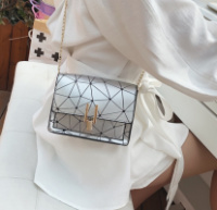 Модная женская мини сумочка клатч на цепочке Серебристый