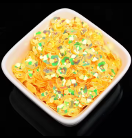 Пайетки цветок / 6 мм / радужные желтые / 5 гр