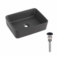 Раковина накладна Qtap Tern 480x370x135 мм, Anthracite, прямокутна, з донним клапаном QT17116069AN