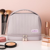 Косметичка для пренадлежностей из искусственной кожи для макияжа,фиолетовая