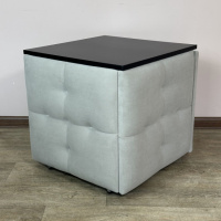 Пуф-трансформер 5в1 Остин-4 со столиком велюр светло-серый/черный 6-5-9005