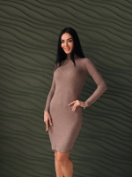 Жіноче плаття-гольф в рубчик «Marie» оптом | Батал| Розпродаж моделі Капучіно, 50-52