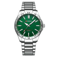 Чоловічий годинник Curren 8452 Silver-Green зі сріблястим браслетом та зеленим циферблатом