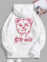 Біле чоловіче стильне оверсайз худі з трендовим дизайном