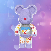 Конструктор Magic Blocks у вигляді ведмедика Bearbrick «Heart» Бузковий