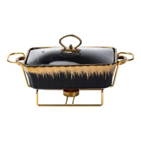 Мармит прямоугольный 1 литр фарфоровый с подогревом черный HP1046