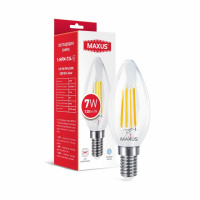 Лампа светодиодная филаментная MAXUS C37 FM 7W 4100K 220V E14 Clear