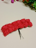 Букет роз из фоамирана в фатине /  2 см / красный