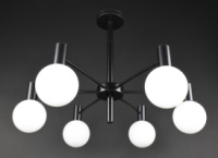 Люстра потолочная на 6 лампочек MJ89/6-bk-wh Черный 26-46х70х70 см.