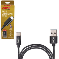 Кабель  VOIN CC-1802C BK USB - Type C 3А, 2m, black (быстрая зарядка/передача данных) (CC-1802C BK)