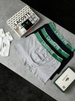Комплект чоловічий Lacoste шкарпетки 6 пар і труси боксери 3 пари (Подарункова упаковка)
