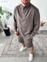 Комплект сорочка/шорти - коричневий - 42-090