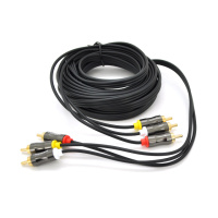 Кабель VEGGIEG AV304 Audio-Video 3хRCA (папа) => 3хRCA (папа), GOLD connector,  круглый, Black, 5,0 м, Пакет