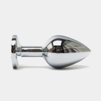 Сталева анальна пробка Buttplug з кристалом 6,4x2,3 см Сріблястий