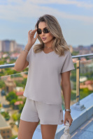 Літній костюм з шортами «Gemini» | Норма і батал Бежевий, 50-52