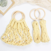 Набор макраме для ручного вязания ажурной плетёной сумки 29х26 см для рукоделия и творчества цвет жёлтый