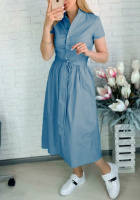 Довга котонова сукня на гудзиках «Lesley» оптом | Норма Джинс (блакитний), 42-44