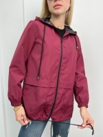 Жіноча вітровка на підкладці з капюшоном «Tysson» оптом | Норма і батал | Розпродаж моделі Бордовий, 42-44