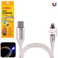 Кабель  магнитный Multicolor LED VOIN USB - Lightning 3А, 2m, (быстрая зарядка/передача данных (VL-1602L RB)