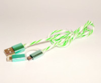 Кабель USB 2 в 1 microUSB/IPHONE різнокольоровий пластик (1 м)