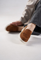 Туфлі лофери замшеві руді жіночі 702