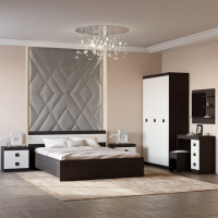 Спальня Соната Эверест Комплект 12 (модульная - 5 элементов) венге темный + белый (DTM-2614)