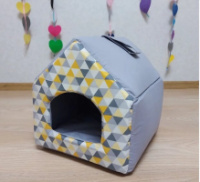 Домик для собак и кошек, лежанка, сумка-переноска для собак и кошек Желтые ромбы