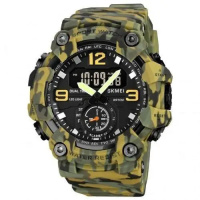 Часы наручные мужские SKMEI 1965CMGN CAMO GREEN, военные мужские наручные часы зеленые. Цвет: камуфляж