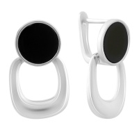 Серебряные серьги CatalogSilver с натуральным ониксом (60002116)