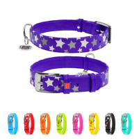 Нашийник для собак шкіряний WAUDOG Glamour з QR паспортом, візерунок «Зірочка», світлонакопичувальний/світловідбивний, M, Ш 20 мм, Дов 30-39 см...