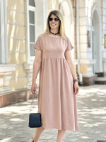 Літня сукня міді вільного крою «Ordinary» оптом | Батал 50-52, Капучіно