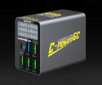 Зарядная станция с цифровой индикацией MECHANIC C-Power 6C, 4*USB-A, 1*QC3.0-5В3А,9В2A,12В1.5А, 1*PD3.1-5В3А,9В2.22A,12В1.67А, 220V/50W.150*100*50mm