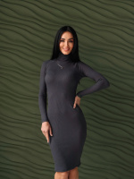 Жіноче плаття-гольф в рубчик «Marie» оптом | Норма| Розпродаж моделі Графіт, 42-44