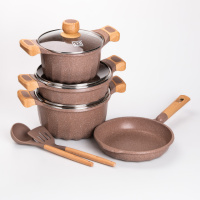 Набір посуду MGC 6 предметів з антипригарним покриттям 1,9/3/3,2/5,3 л, кавовий